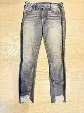 PARKER SMITH Grey Washed Skinny Jeans with Black Side Stripe